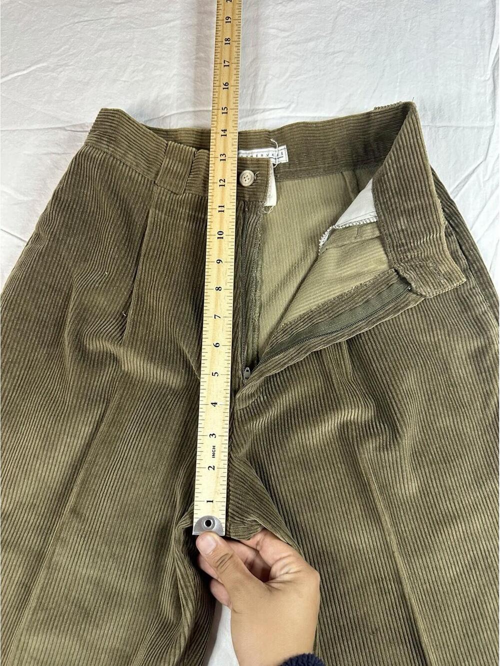 ✨🌿 Vintage Weathervane USA Olive Corduroy High Waist Pleated Pants Size 6🌿✨ - Picture 14 of 16